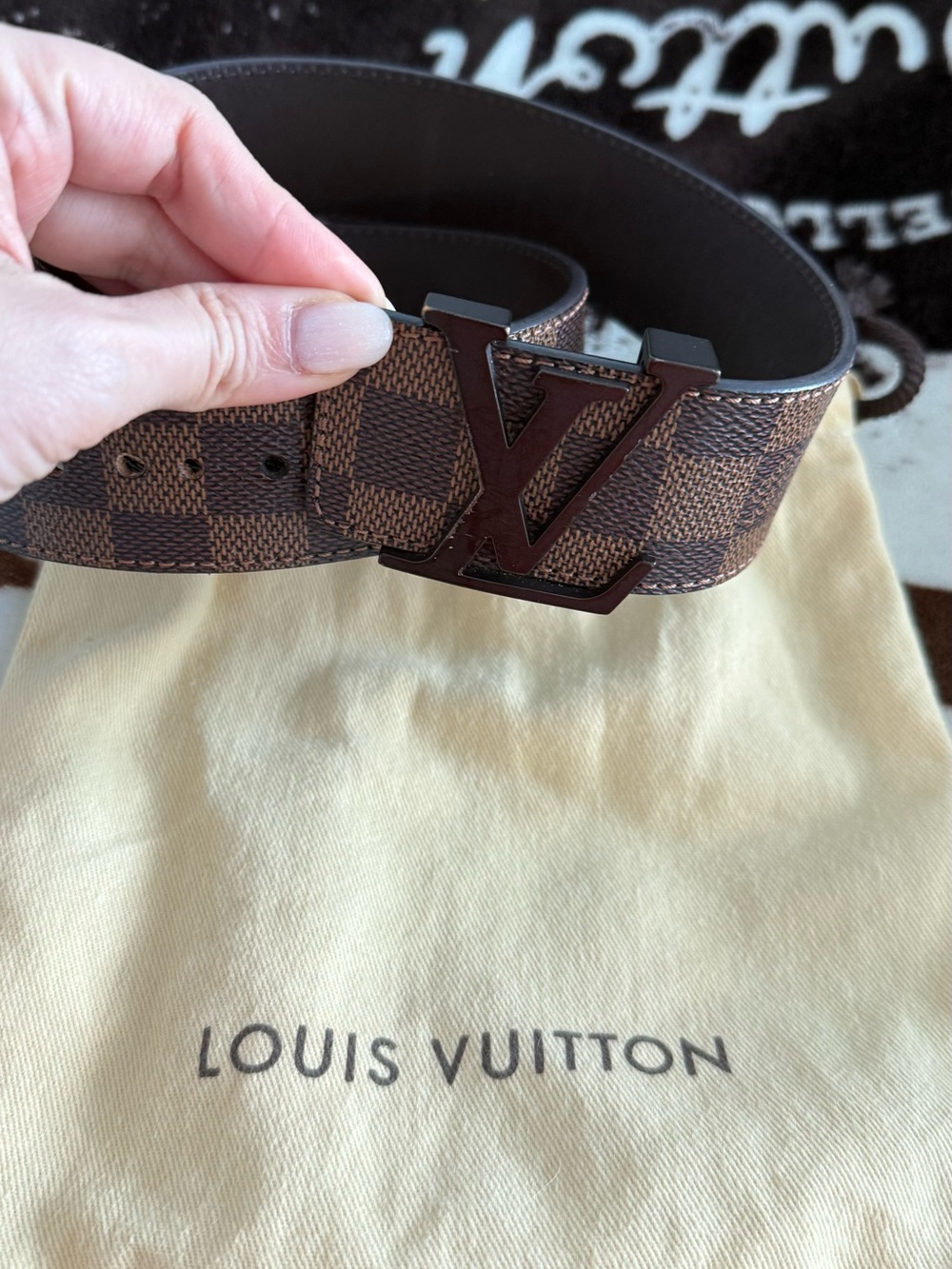 Louis Vuitton Brown Damier Canvas LV Buckle Belt